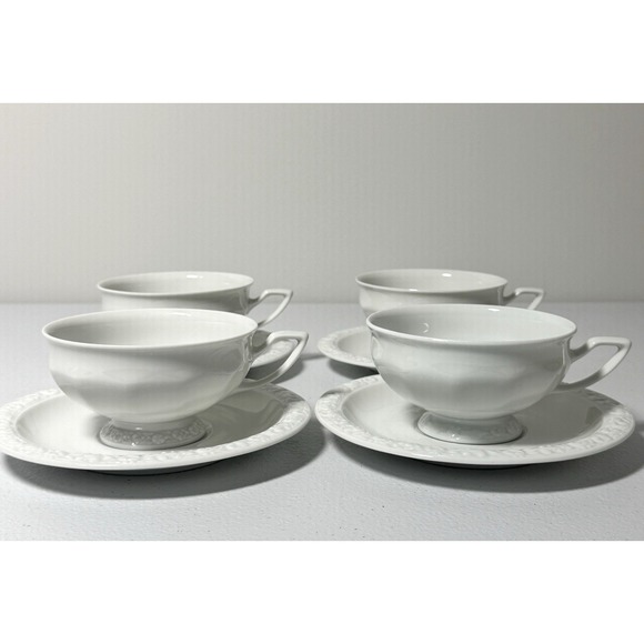 Vintage Rosenthal Maria White Large Cup and Saucer Set of 4 Germany - Picture 2 of 11